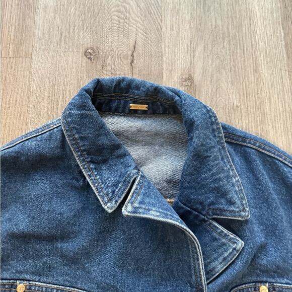 cult gaia georgia blue cut out lapel denim cotton jean jacket coat size large - Picture 8 of 11